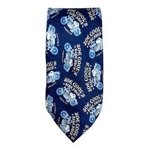 Peanuts Snoopy Joe Cool's Bike Shop Navy Blue Silk Tie Novelty Print